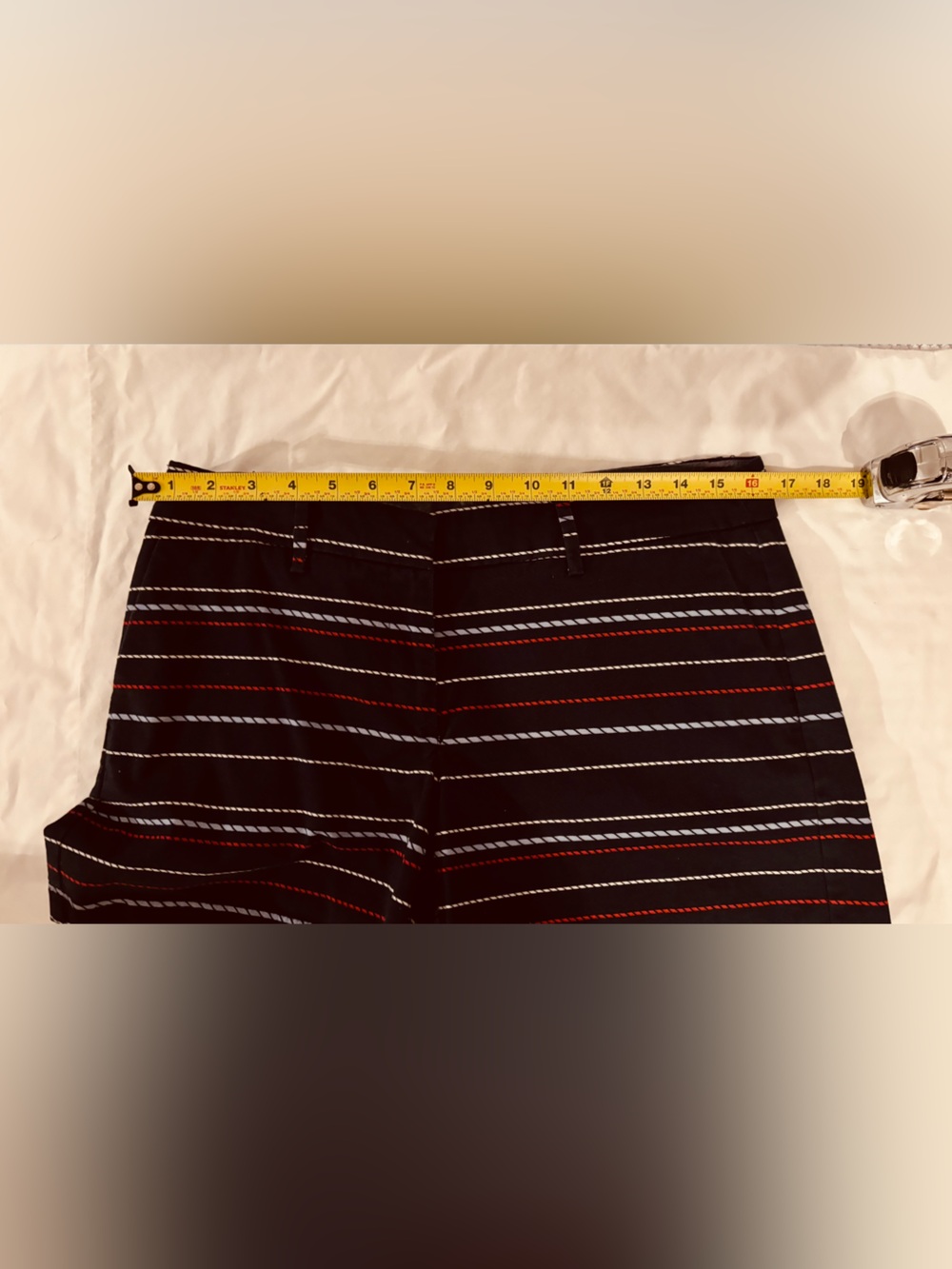 Nautica Black Swim Shorts with Red and White Stripes